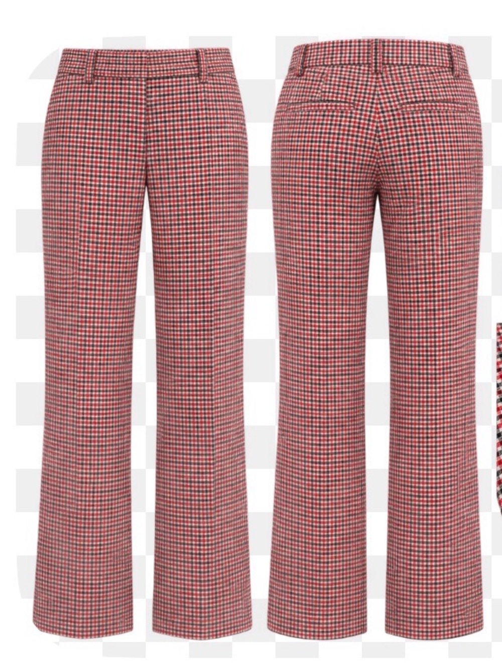 Michael Kors Collection Red and Black Houndstooth Boot‑Cut Pants